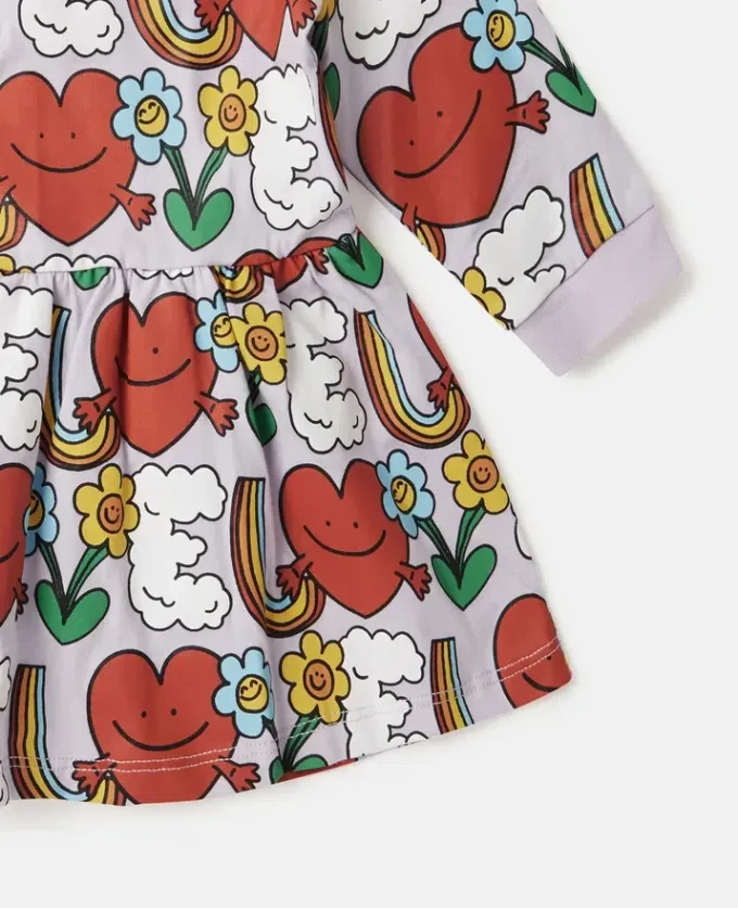 Langärmliges Kleid mit Earth Friends-Print