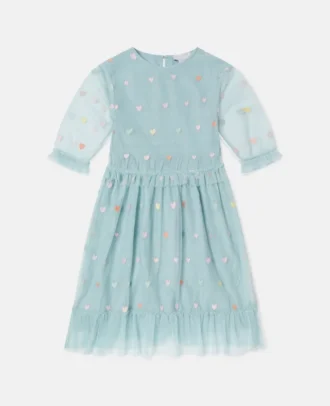 Langärmliges Kleid mit Herzstickerei