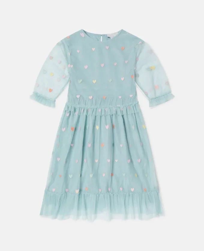 Langärmliges Kleid mit Herzstickerei