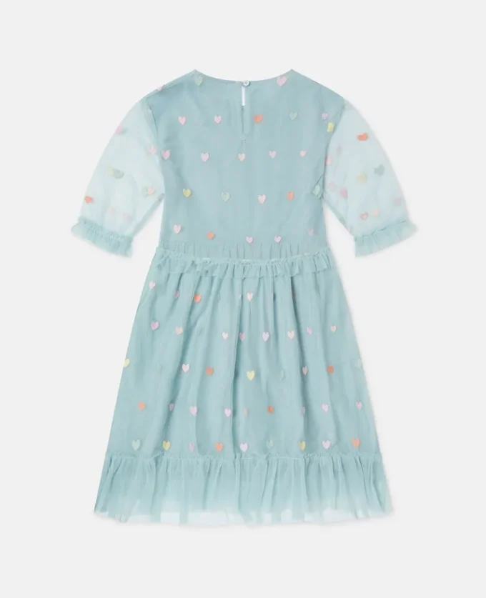 Langärmliges Kleid mit Herzstickerei