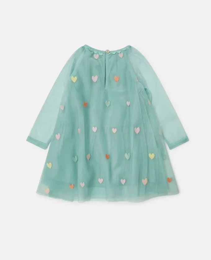 Langärmliges Kleid mit Herzstickerei