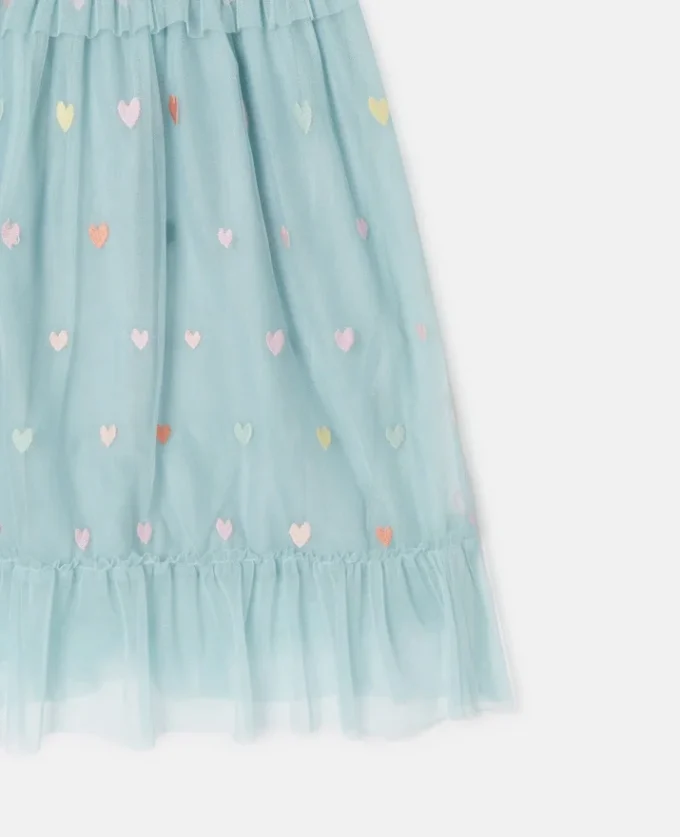 Langärmliges Kleid mit Herzstickerei