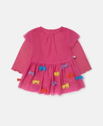 Langärmliges Kleid mit Schleifenstickerei