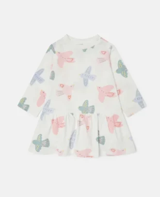 Langärmliges Kleid mit Taubenprint