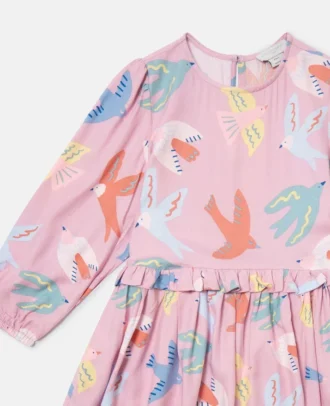 Langärmliges Kleid mit Taubenprint