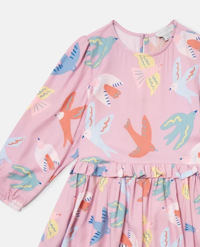 Langärmliges Kleid mit Taubenprint