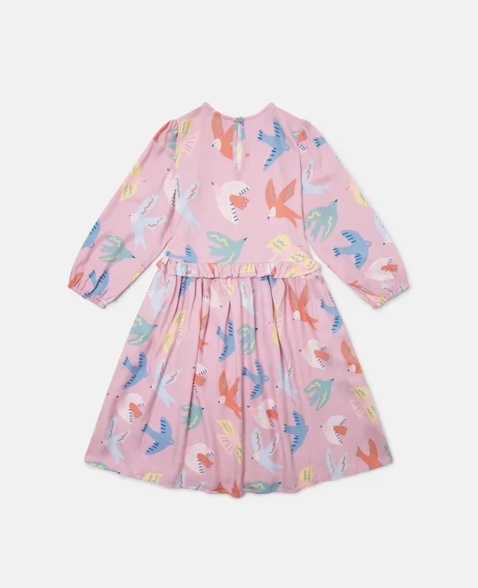 Langärmliges Kleid mit Taubenprint