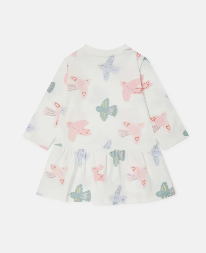 Langärmliges Kleid mit Taubenprint