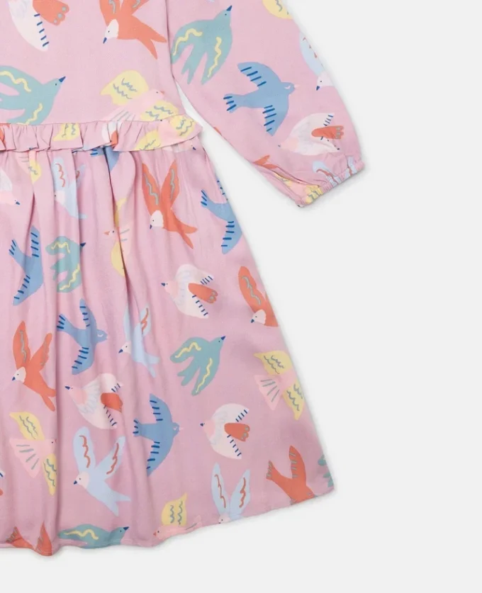 Langärmliges Kleid mit Taubenprint