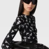 Langärmliges Kleid mit Taubenprint