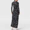Langärmliges Kleid mit Taubenprint