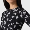 Langärmliges Kleid mit Taubenprint
