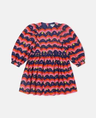 Langärmliges Kleid mit Wellenprint