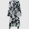 Langärmliges Midi-Kleid aus Mesh mit Blumenmuster
