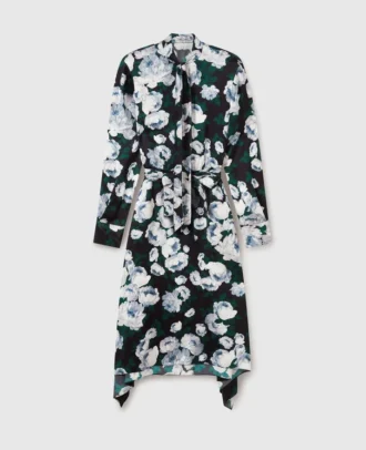 Langärmliges Midi-Kleid aus Mesh mit Blumenmuster
