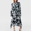 Langärmliges Midi-Kleid aus Mesh mit Blumenmuster
