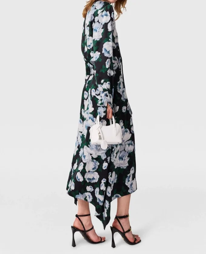 Langärmliges Midi-Kleid aus Mesh mit Blumenmuster