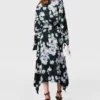 Langärmliges Midi-Kleid aus Mesh mit Blumenmuster