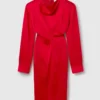 Langärmliges Midikleid mit Wasserfallausschnitt
