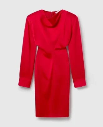 Langärmliges Midikleid mit Wasserfallausschnitt