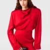 Langärmliges Midikleid mit Wasserfallausschnitt
