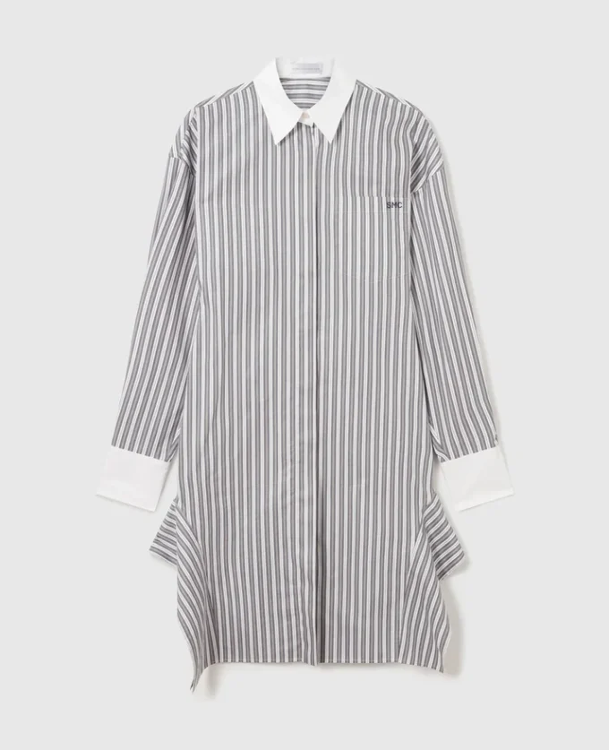 Langärmliges Nadelstreifen-Hemdkleid