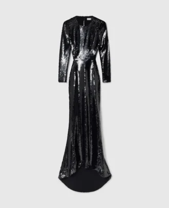 Langärmliges, rückenfrei Kleid mit Pailletten