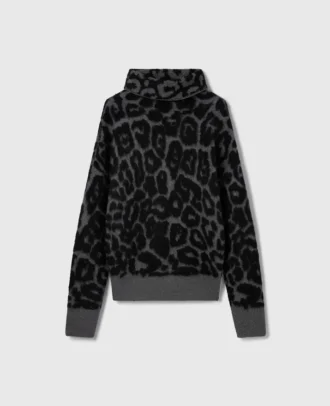 Leopard-Jacquard-Rollkragenpullover