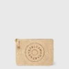 Logo-Clutch aus Raffia