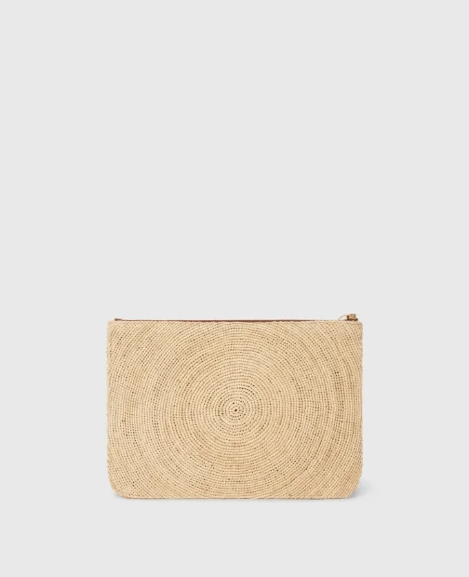 Logo-Clutch aus Raffia