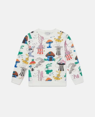 Magicians Bunny Print Sweatshirt mit Rundhalsausschnitt