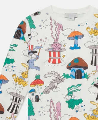 Magicians Bunny Print Sweatshirt mit Rundhalsausschnitt