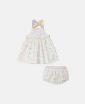 Marken-Set aus bedrucktem Kleid und Bloomers