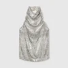 Metallic-Samt-Top mit Neckholder