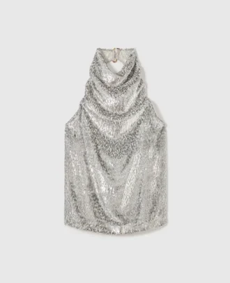 Metallic-Samt-Top mit Neckholder