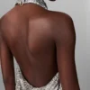 Metallic-Samt-Top mit Neckholder