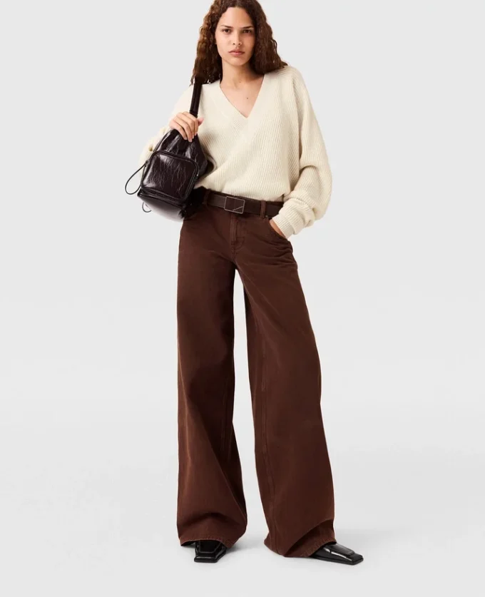 Mid-Rise-Jeans mit weitem Bein