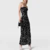 Midi-Kleid aus Mesh mit Taubenprint und trägerlosem Ausschnitt