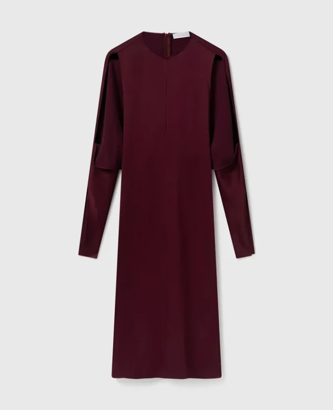 Midi-Kleid aus Satin mit Cape-Ärmeln und Cut-outs