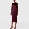 Midi-Kleid aus Satin mit Cape-Ärmeln und Cut-outs