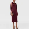 Midi-Kleid aus Satin mit Cape-Ärmeln und Cut-outs