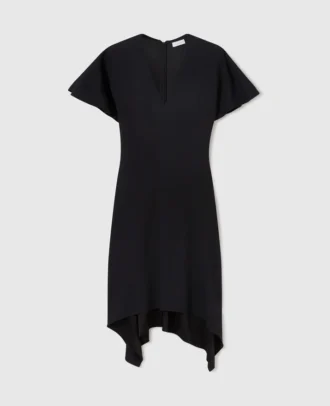 Midi-Kleid aus Satin mit V-Ausschnitt und kurzen Ärmeln