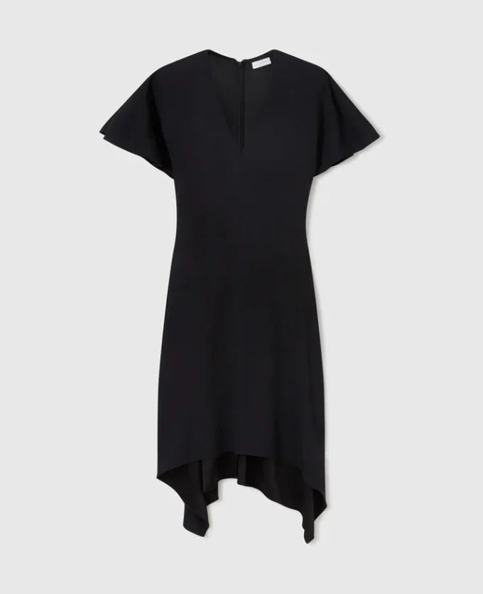 Midi-Kleid aus Satin mit V-Ausschnitt und kurzen Ärmeln