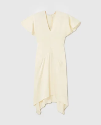 Midi-Kleid aus Satin mit V-Ausschnitt und kurzen Ärmeln