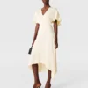 Midi-Kleid aus Satin mit V-Ausschnitt und kurzen Ärmeln