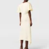 Midi-Kleid aus Satin mit V-Ausschnitt und kurzen Ärmeln