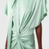 Midi-Kleid mit Flügelärmeln, Neckholder und Twist-Detail