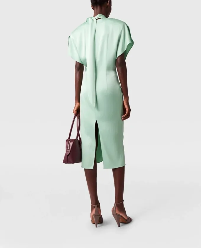Midi-Kleid mit Flügelärmeln, Neckholder und Twist-Detail