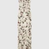 Midi-Kleid mit Kirschprint und Mesh-Stoff