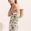 Midi-Kleid mit Kirschprint und Mesh-Stoff